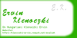 ervin klenoczki business card